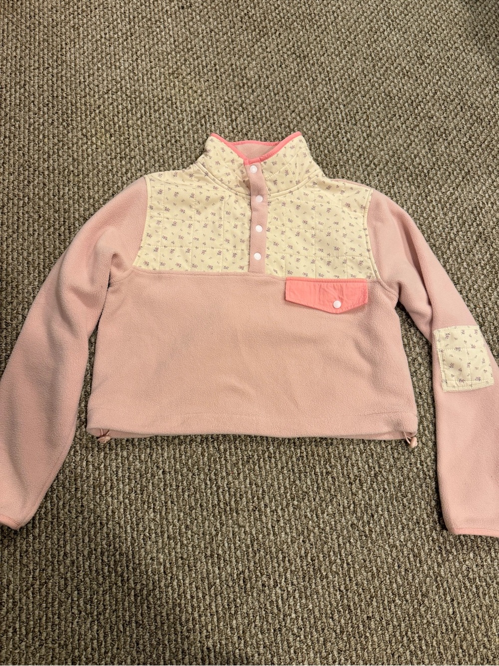AS Revival Women’s Light Pink Fleece Pullover Top with Printed Detail Size XS